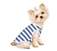 Ropa para mascotas con rayas azules, grises y blancas, camiseta personalizada para mascotas con estampado de rayas azules, grises y blancas para perros y gatos pequeños, medianos y grandes
