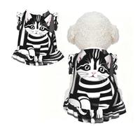 Ropa para mascotas de gatito a rayas blancas y negras para perros pequeños, bonito traje de verano para cachorros, ropa suave y transpirable para mascotas para gatos