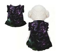 Ropa para mascotas de orquídea morada oscura para perros pequeños, bonito traje de verano para cachorros, ropa suave y transpirable para mascotas para gatos