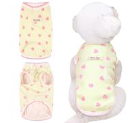 Ropa para Mascotas para Perros pequeños y Gatos, Camiseta de Verano con Estampado de corazón, Camisetas elásticas sin Mangas, Linda Camiseta sin Mangas para Cachorros, Chaleco Chihuahua Shih Tzu