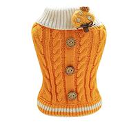 Ropa para mascotas - Ropa para gatos - Suéter con botones para otoño e invierno - Ropa para cachorros y perros - Perchas y soporte para mascotas (amarillo, M)