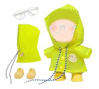 Ropa para muñeca 17 cm ropa de peluche para muñecas, 17 cm, mini muñecos de peluche, ropa con chubasquero de pato amarillo, gafas transparentes, zapatos amarillos, 17 cm, accesorios para ropa de