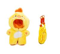 Ropa para muñeca de 17 cm, juego de 2 piezas hecho a mano de primera calidad con bonito bolso de pato esponjoso que incluye ropa y cuerda ajustable para colgar de 49 pulgadas, traje de moda de gama