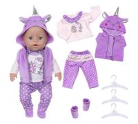 Ropa para Muñecas Bebé 14-18 Inch, 7pcs Ropa de Muñecos Bebé 36-43 cm, Conjunto de Ropa de Muñeca, con Sudadera con Capucha, Top, Pantalón, Zapatos y Tres Perchas, Regalos para Niñas