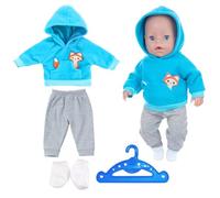 Ropa para Muñecas Bebé, Ropa Muñeca Reborn 35-43 Cm, Ropa de Muñecas para New Born Baby Doll, Ropa Bebe Reborn, con Sudadera con Capucha para Zorro, Pantalones, Calcetines, Percha