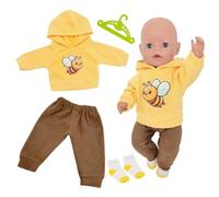 Ropa para Muñecas Bebé, Ropa Muñeca Reborn 35-43 Cm, Ropa de Muñecas para New Born Baby Doll, Ropa Bebe Reborn, Sudadera con Capucha de Abejas,Pantalón,Calcetines,Percha, Accesorios para Muñeca