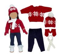Ropa para muñecas de 18 Pulgadas Linda Ropa Tejida para muñecas Americanas Traje de Invierno Que Incluye suéteres Pantalones Sombreros Guantes y Bufandas para el Estilo 1