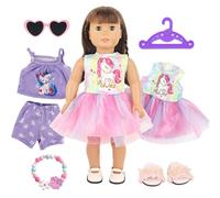 Ropa para muñecas de 30 a 43 cm, 2 juegos de ropa para muñecas con traje de baño, gafas de sol de corazones, pulsera, zapatillas, perchas, muñecas de niña (estilo 3)