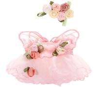 Ropa para muñecas Labubu de 17 cm con asiento y emocionantes muñecas Macaron y Big into Energy Series, adorable juego de vestido elegante para muñecas de 17 cm (falda de flores rosas + diadema)