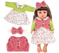 Ropa para Muñecas, Ropa de Muñecas para New Born Baby Doll, Conjunto de Ropa de Muñeca Reborn con Material Elástico, Ropa para Muñecos Bebé con Abrigo Diadema, Accesorios para Muñecas de 35-45 cm