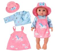 Ropa para Muñecas, Ropa de Muñecas para New Born Baby Doll, Conjunto de Ropa de Muñeca Reborn Elástico, Ropa para Muñecos Bebé con Sombrero Manga Larga Faldas, Accesorios para Muñecas de 35-45 cm