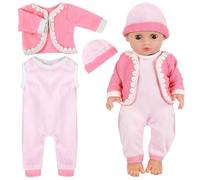 Ropa para Muñecas, Ropa de Muñecas para New Born Baby Doll, Conjunto de Ropa de Muñeca Reborn Elástico, Ropa para Muñecos Bebé con Sombrero Abrigo Mono, Accesorios para Muñecas de 35-45 cm