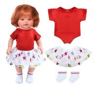 Ropa para Muñecas, Ropa para Muñecas Bebé, Ropa de Muñecas para New Born Baby Doll, 35-45 cm Accesorios para muñecas con Body de Manga Corta para Bebé, Falda y Calcetines
