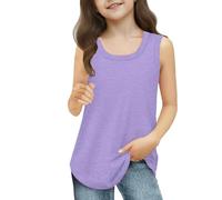 Ropa para niñas, para uso diario, vacaciones, correr, entrenamientos, deportes, camiseta informal de manga larga para niñas (morado, 3-4 años)