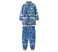 Ropa para niños pequeños, chaqueta de lluvia estampada con capucha, resistente al viento, manga larga, con capucha, pantalones de gabardina (azul oscuro, 2 años)