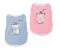 Ropa para perro, paquete de 2 lindos chalecos sin mangas, mezcla de algodón suave y transpirable, camisetas estampadas para perros pequeños, peluche, chihuahua, yorkie (S)