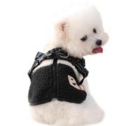 Ropa para perros - Chaleco forrado de forro polar a prueba de viento con apertura trasera, chaqueta cálida para perros con arnés, abrigo de invierno para animales de talla pequeña y media, linda ropa