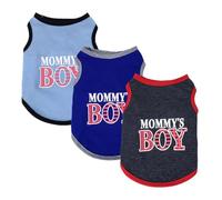 Ropa para perros, chaleco impreso para mamás y niño, camiseta para perros, disfraz para gatos, cachorros, perros pequeños, perros medianos (niño azul, S)