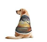 Ropa para perros con estampado de puesta de sol tropical, ropa divertida para perros, lavable a máquina, chaleco para perros medianos y grandes