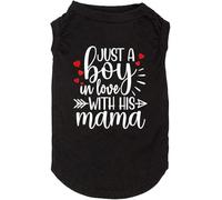 Ropa para perros con texto en inglés "Just a Boy in Love with Mama", chaleco de suministros para mascotas, chaleco para perros pequeños, medianos y grandes, traje para padres e hijos (XS, niño-negro)