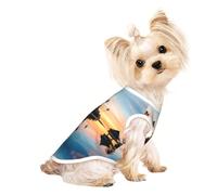 Ropa para perros pequeños con diseño de atardecer tropical, chaleco suave y transpirable, aspecto exquisito de personalidad. Buena retención de calor.