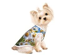 Ropa para perros pequeños con estampado de margaritas blancas salvajes, camisetas transpirables para cachorros, gatitos, perros y gatos