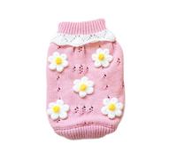 Ropa para perros pequeños, ropa de otoño e invierno, suéter de flores de pomerania, oso de peluche, cubo francés, chihuahua, cachorro, perro pequeño, diseño grueso (rosa)