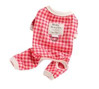 Ropa para Perros Set de Correa, Ropa de Cachorro con Correa para Mantener un Patrón a Cuadros Rojo Transpirable y Transpirable con Correa de 3.9 Pies para Caminar por Peluche para la Primavera Otoño