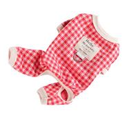 Ropa para Perros Set de Correa, Ropa de Cachorro con Correa para Mantener un Patrón a Cuadros Rojo Transpirable y Transpirable con Correa de 3.9 Pies para Caminar por Peluche para la Primavera Otoño