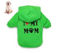 Ropa para Perros Sudadera de Cachorro cálido, me Encanta mi mamá Estampado con Capucha Suave Lana de vellón de vellón de Invierno, pequeños Perros medianos Grandes Grandes Gracias (Verde)
