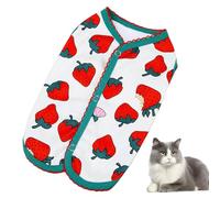 Ropa pequeña para perros, camiseta de verano para perros, ropa suave sin mangas con diseño de fresas, cómodas y modernas camisetas para mascotas con cierre a presión en la parte posterior