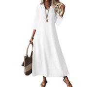 Ropa Playa Mujer Vestidos Largos Verano Talla Grande Manga 3/4 Vestidos Playa Summer Dress Cuello V de Graduacion 2026 Vestido Largos de Vestido Verano Mujer Blanco L