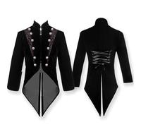 Ropa steampunk para hombre, chaqueta gótica midi para hombre, abrigo clásico negro cruzado de doble botonadura medieval falda suelta estilo victoriano corte abrigo elegante Tuxedo Teatro Ropa Ropa