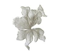 Ropa Termoadhesivo Parches bordados con tiras de flores, 2 uds., 19cm x 14cm, Organza lentejuelas for adhesivo for ropa, apliques for coser(White)