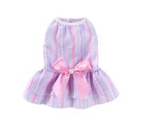 Ropa transpirable para mascotas, fácil de botones, vestido de princesa a rayas, falda de mariposa para perro, faldas de tela suave para Shih Tzu Fadou Corgi Teddy Bomei, morado, talla XS