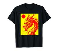 Ropa Urbana asiática con Estampado de dragón Rojo, Sol, Sol Camiseta