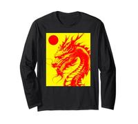 Ropa Urbana asiática con Estampado de dragón Rojo, Sol, Sol Manga Larga