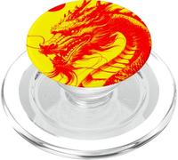 Ropa Urbana asiática con Estampado de dragón Rojo, Sol, Sol PopSockets PopGrip para MagSafe