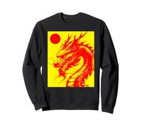 Ropa Urbana asiática con Estampado de dragón Rojo, Sol, Sol Sudadera