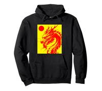 Ropa Urbana asiática con Estampado de dragón Rojo, Sol, Sol Sudadera con Capucha