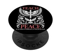Ropa Urbana Cristiana de Teach Peace Dove & Cross PopSockets PopGrip Adhesivo