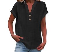 Ropa Verano Mujer Ofertas Flash del Dia Premium Hoy Camiseta Tecnica Verano Camisa Blanca Mujer Cuello V Bordadas Manga Corta Lisas Negro Elegante Blusa Camisetas Manga Corta Negro L