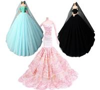 Ropa y Accesorios de Muñeca, 3 Sets Trajes de Vestidos Novia Princesa Juegos Ropa Vestir Nupcial Ropa Fiesta Boda para 29cm Muñecas