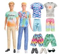 Ropa y accesorios de muñeca para niños compatibles con ropa de muñeca Ken, incluye 4 tops, 6 pantalones, 2 pares de zapatos, 1 gafas de sol para niños y niñas, regalo de fiesta
