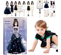 Ropa y Accesorios para muñecas, Juguete de Viaje para Simular y Jugar,Juego de muñecas de Disfraces - Smooth Dolls Juguetes para Juego de imitación portátiles para niños de 3 a 12 años