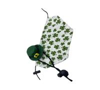 Ropa y sombrero de lagarto, traje de cosplay para mascotas | Green Shamrock Pattern Cloak and Cap - Small Animal Suit, Irish Festival Cosplay Costume for Lizard Hamster Leopard Gecko
