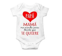 Ropa4 Body de manga corta mama me manda para decirte que Te quiere (1- body 3 meses)(Blanco manga corta)