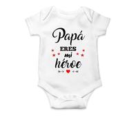 Ropa4 Body de vestir de manga corta Papá eres mi héroe (3- body 12 meses)(Blanco manga corta)