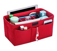 Ropch Organizador de Bolso de Fieltro, Multi-Bolsillo Organizador Bolso Insertar Bag in Bag Bolso Cosmético para Mujer (Rojo, L)