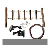Rope Ladder, Wooden Flexible Interactive Bird Tool, Suction Cup Perch Bridge, Hanging Exercise Climbing Toy, Creative Cage Play Component, Small Animal Performance, Lovebirds Goldens
